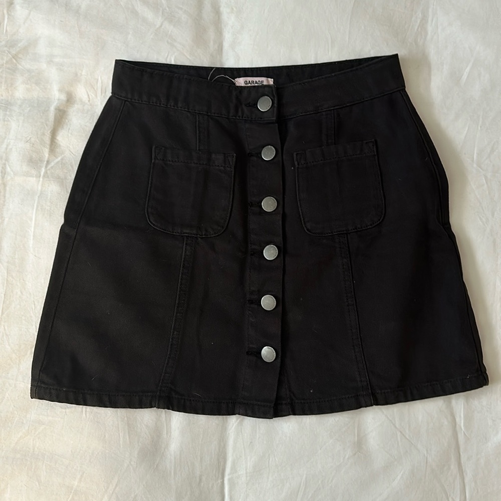 Garage black jean skirt
